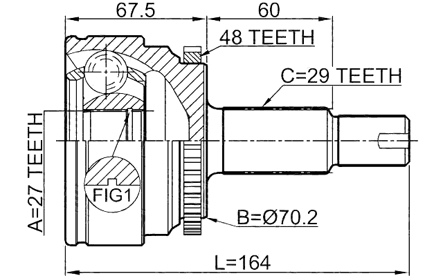 2910-DIIIF - OUTER CV JOINT 27X70.2X29