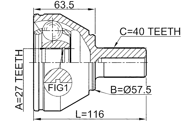 2910-FLIIF - OUTER CV JOINT 27X57.3X40