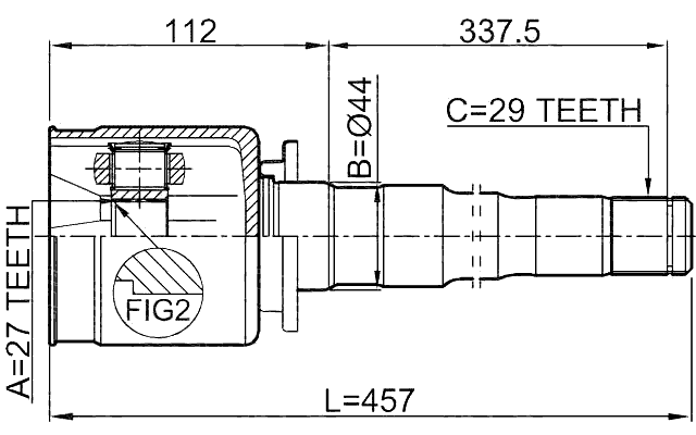2911-DIIIFRH - INNER CV JOINT RIGHT 27X44X29