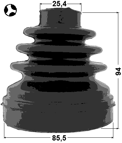 2915-DIIIT - BOOT INNER CV JOINT KIT 85.5X94X25.4