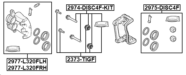 2977-L320FRH - FRONT RIGHT BRAKE CALIPER ASSEMBLY (WITH BRACKET)