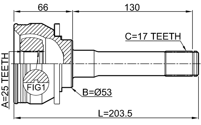 3010-001 - OUTER CV JOINT 25X53X17