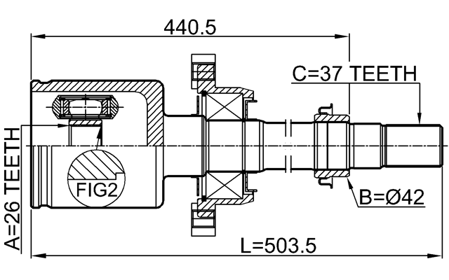 3011-F7152WDRH - INNER CV JOINT RIGHT 26X42X37