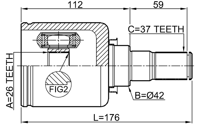 3011-F7LH - INNER CV JOINT 26X42X37