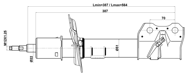 30110-001FL - SHOCK ABSORBER FRONT LEFT GAS.TWIN TUBE