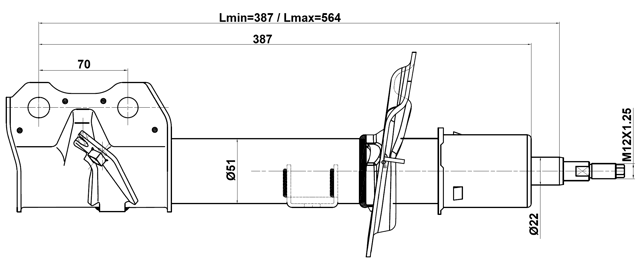 30110-001FR - SHOCK ABSORBER FRONT RIGHT GAS.TWIN TUBE