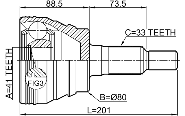 3210-ESCII - OUTER CV JOINT 41X80X33