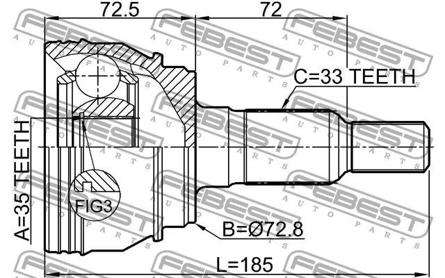 3210-ESCIII - OUTER CV JOINT 35X72.8X33