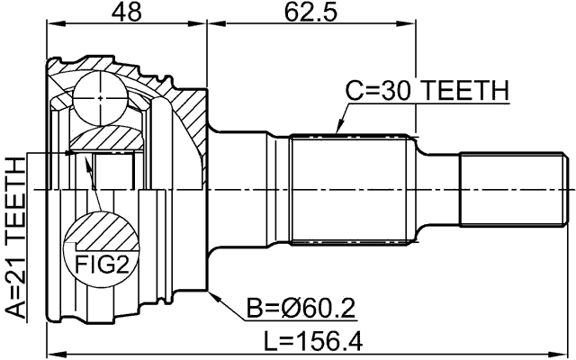 3410-PANR - OUTER CV JOINT 21X60.2X30