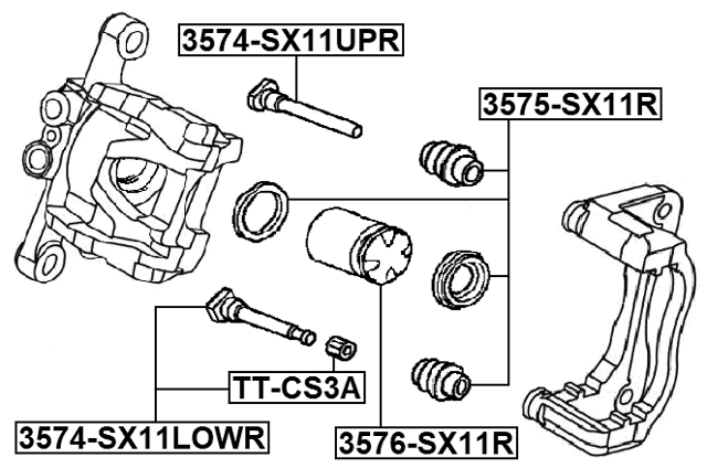 3575-SX11R - REAR BRAKE CALIPER REPAIR KIT (SET FOR ONE SIDE)
