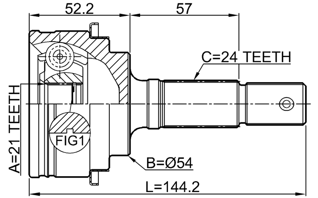 6510-005 - OUTER CV JOINT 21X54X24
