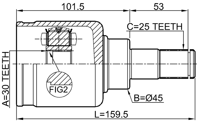 6511-003 - INNER CV JOINT LEFT 30X45X25