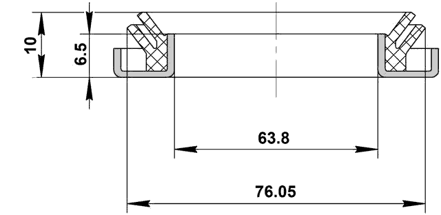 95DDY-75640610X - OIL SEAL FRONT HUB 76.05X63.8X6.5X10