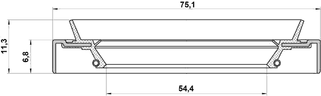 95HDY-56750711X - OIL SEAL REAR HUB 54.4X75.1X6.8X11.3