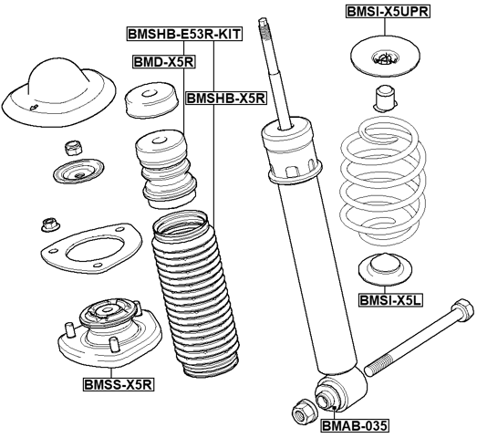 BMSHB-E53R-KIT - BOOT WITH JOUNCE BUMPER REAR SHOCK ABSORBER KIT