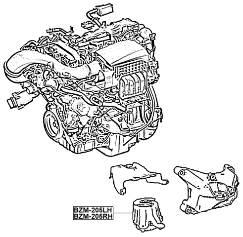 BZM-205RH - RIGHT ENGINE MOUNT (HYDRO)