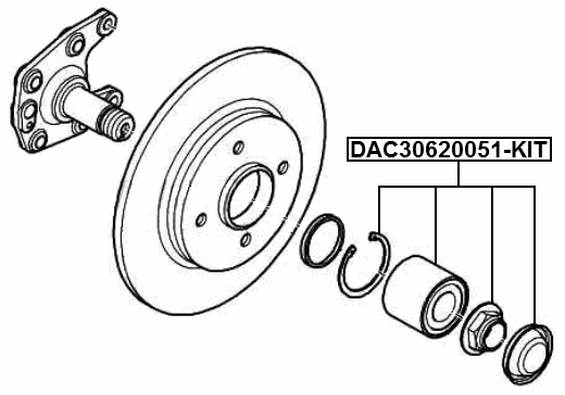 DAC30620051-KIT - REAR WHEEL BEARING REPAIR KIT 30X62X51