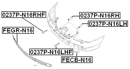 FECB-N16 - TOW HOOK FLAP, FRONT BUMPER