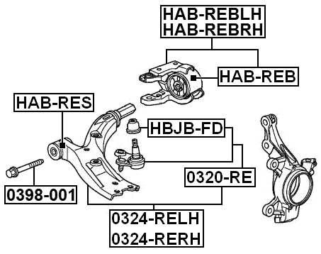 HAB-REBLH - REAR BUSHING, FRONT LEFT CONTROL ARM