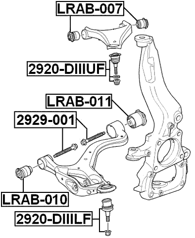LRAB-011 - BUSHING, FRONT LOWER CONTROL ARM (HYDRO)