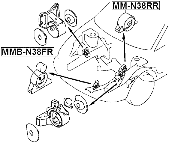 MMB-N38FR - FRONT ENGINE MOUNT BUSHING