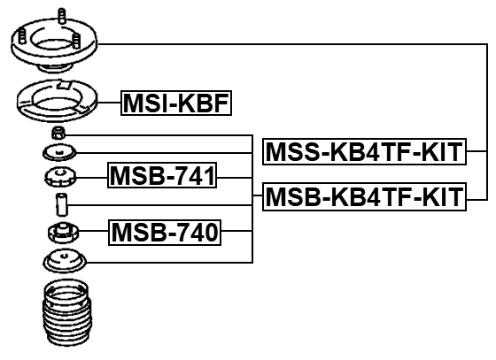 MSS-KB4TF-KIT - FRONT SHOCK ABSORBER MOUNTING, REPAIR KIT