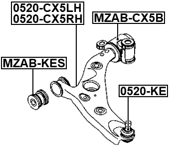 MZAB-CX5B - REAR BUSHING WITHOUT BRACKET, FRONT CONTROL ARM