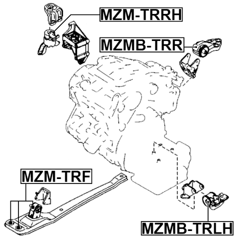 MZMB-TRLH - LEFT ENGINE MOUNT BUSHING (HYDRO)