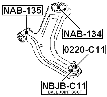 NBJB-C11 - LOWER CONTROL ARM BALL JOINT BOOT 29X25.5X17.5