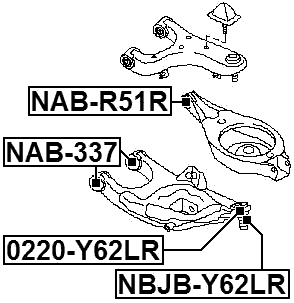 NBJB-Y62LR - REAR LOWER CONTROL ARM BALL JOINT BOOT 43X38X24.7