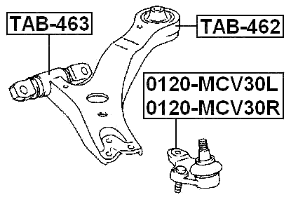 TAB-463 - FRONT BUSHING, FRONT CONTROL ARM