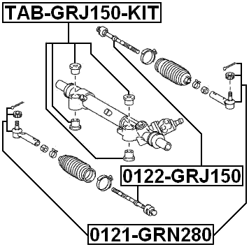 TAB-GRJ150-KIT - STEERING RACK BUSHING KIT