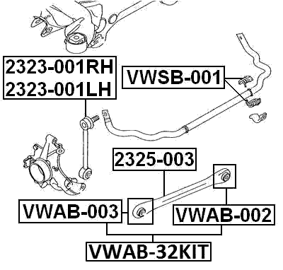VWAB-32KIT - REAR TRASVERSE ROD BUSHING KIT