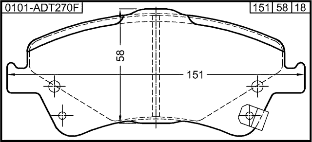 0101-ADT270F - PAD KIT, DISC BRAKE, FRONT - KIT (WITH ANTI SQUEAL SHIM)
