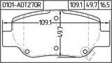 0101-ADT270R - PAD KIT, DISC BRAKE, REAR - KIT (WITH ANTI SQUEAL SHIM)