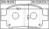 0101-MCU15F - PAD KIT, DISC BRAKE, FRONT