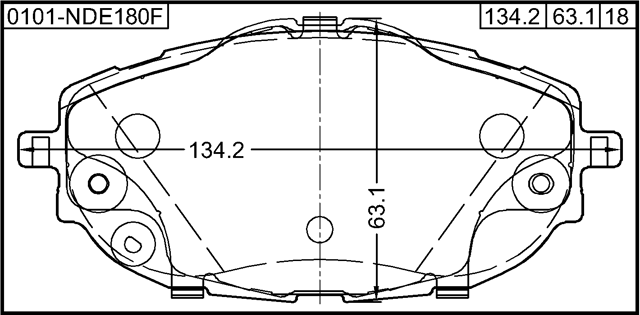 0101-NDE180F - PAD KIT, DISC BRAKE, FRONT - KIT (WITH ANTI SQUEAL SHIM)
