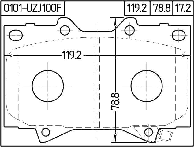 0101-UZJ100F - PAD KIT, DISC BRAKE, FRONT
