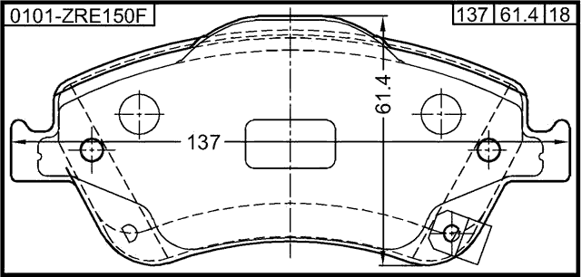 0101-ZRE150F - PAD KIT, DISC BRAKE, FRONT - KIT (WITH ANTI SQUEAL SHIM, WITH BRACKETS)