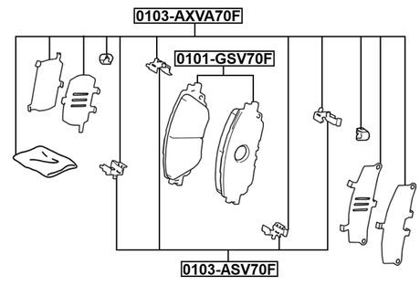 0103-ASV70F - DISC BRAKE CLIP SET (SET FOR TWO SIDES)