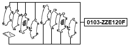 0103-ZZE120F - DISC BRAKE CLIP SET