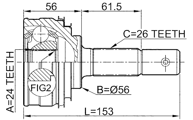 0110-009 - OUTER CV JOINT 24X56X26