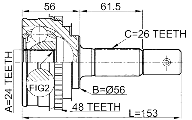 0110-009A48 - OUTER CV JOINT 24X56X26