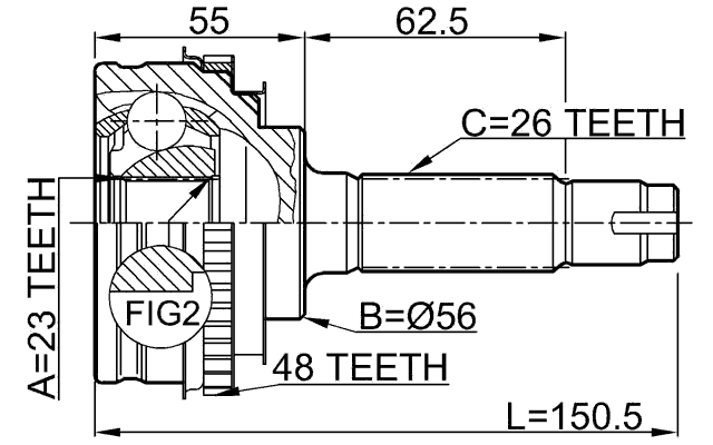 0110-010A48 - OUTER CV JOINT 23X56X26