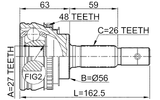 0110-012A48 - OUTER CV JOINT 27X56X26
