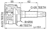 0110-037A48 - OUTER CV JOINT 23X56X26