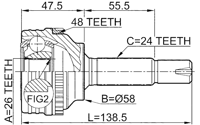 0110-040A48 - OUTER CV JOINT 26X58X24