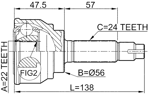 0110-042 - OUTER CV JOINT 22X56X24