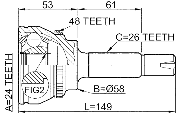 0110-055A48 - OUTER CV JOINT 24X58X26