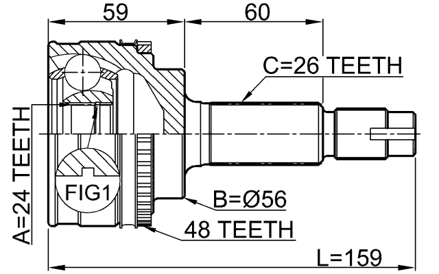 0110-056A48 - OUTER CV JOINT 24X56X26